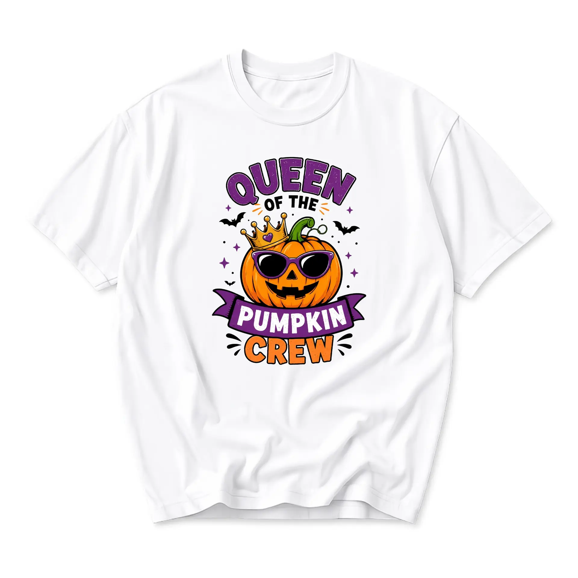 Funny Shirt Queen of the Pumpkin Crew Graphic Tee Unisex Casual Apparel for Seasonal Holidays and Everyday Style