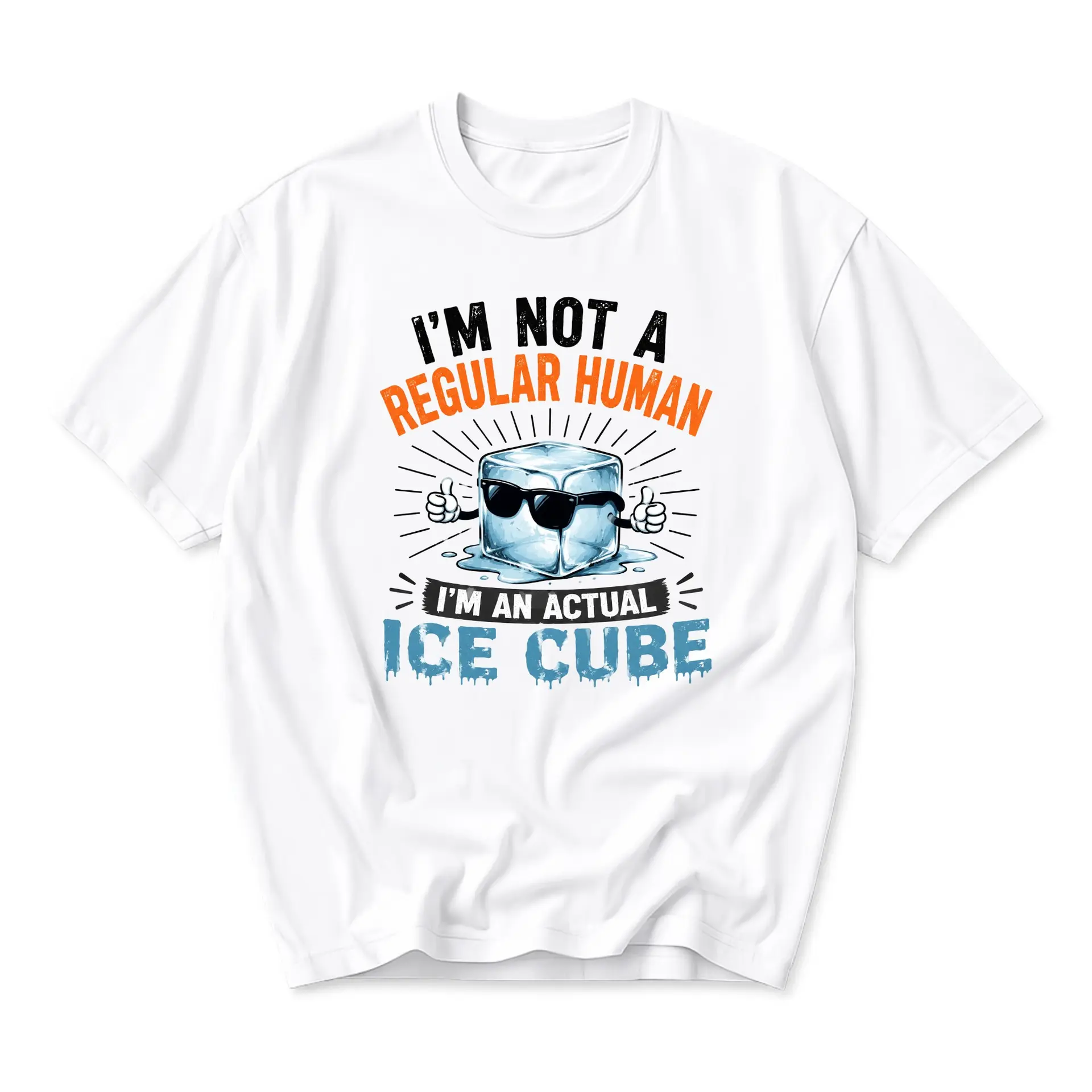 Funny Shirt I Am Not a Regular Human I Am an Actual Ice Cube Graphic Tee Unisex Casual Short Sleeve Apparel