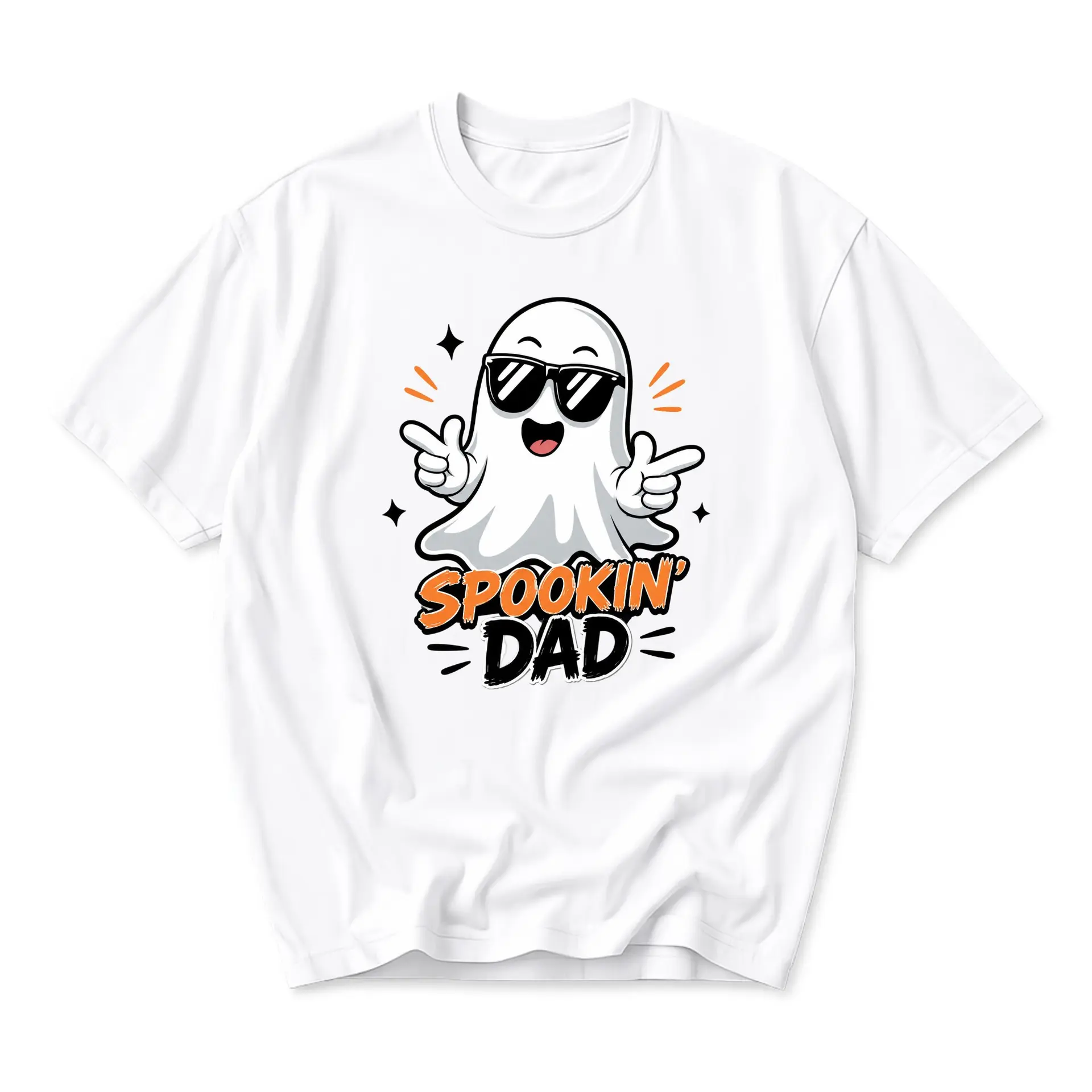 Funny Shirt Spookin' Dad Graphic Tee Unisex Crew-Neck Casual Top for Comfortable Everyday Style and Seasonal Humor