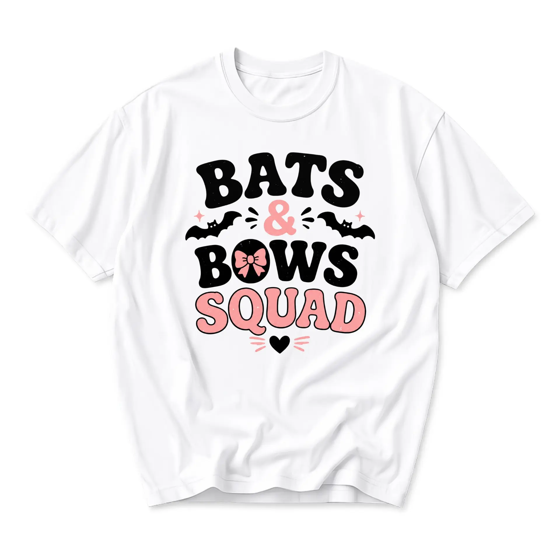 Graphic Tee Bats and Bows Squad T-Shirt Unisex Crew Neck Casual Everyday Wear Soft Comfortable Breathable Cotton Shirt