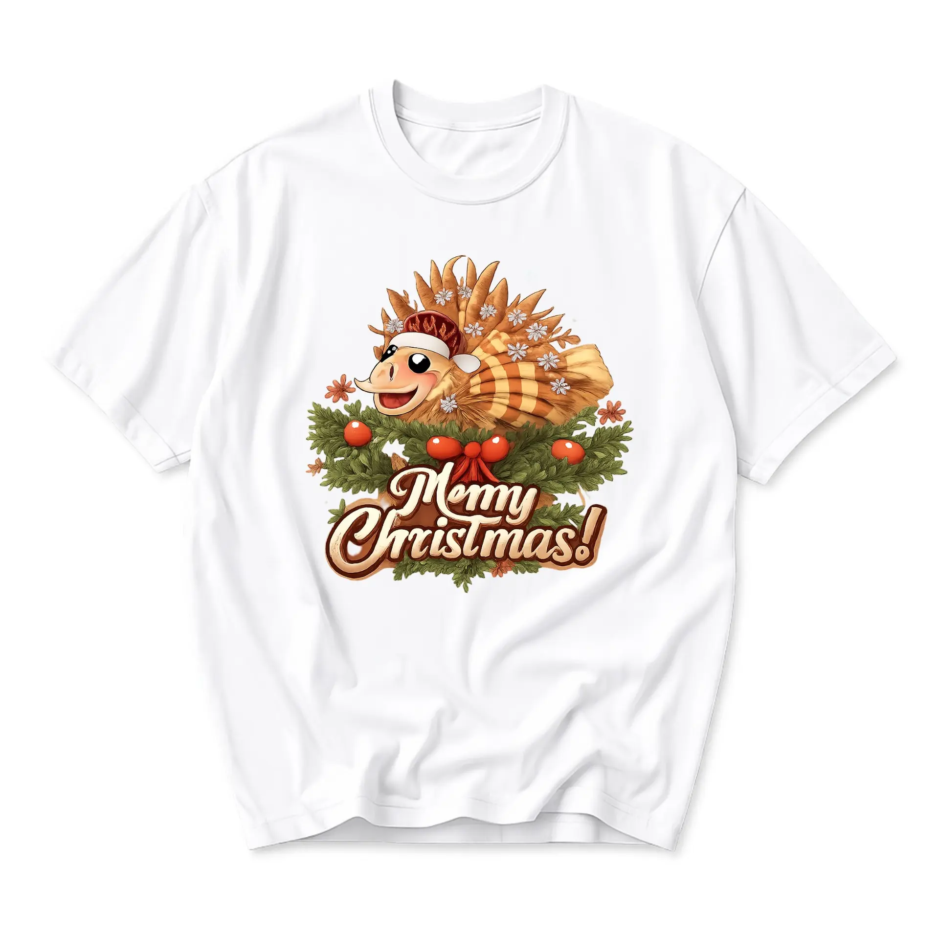 Funny Shirt Merry Christmas Turkey Graphic Tee Unisex Casual Holiday Short Sleeve Crew Neck Cotton Blend Apparel