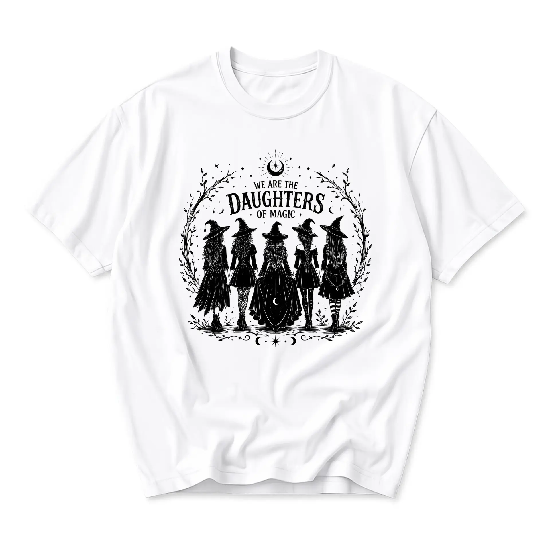 Graphic Tee Daughters of Magic Witchy Aesthetic Apparel Unisex Casual Short Sleeve Crew Neck Cotton Blend Shirt