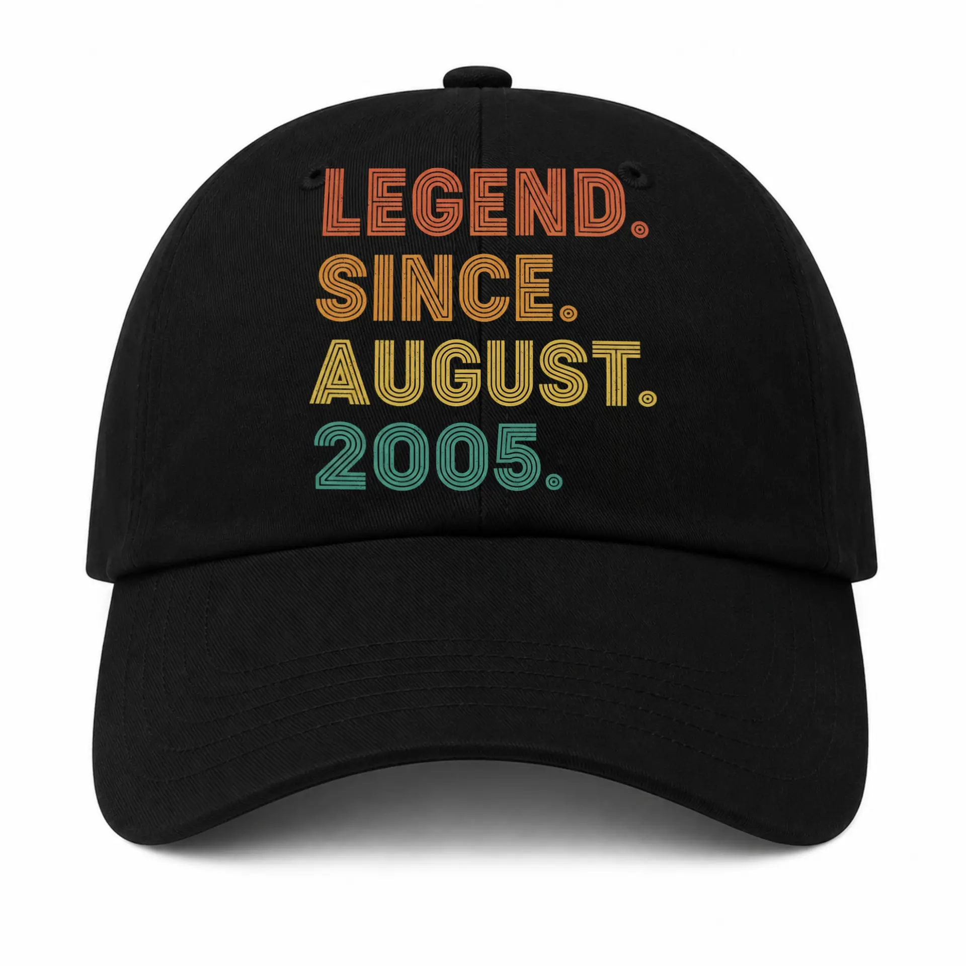 Unisex August 2005 Birthday Legend T-Shirt, Adults' Vintage Retro Graphic Tee, Comfortable Short Sleeve Cotton Blend Casual Gift Top Apparel - Cap (mũ lưỡi trai) (AI content pending...)