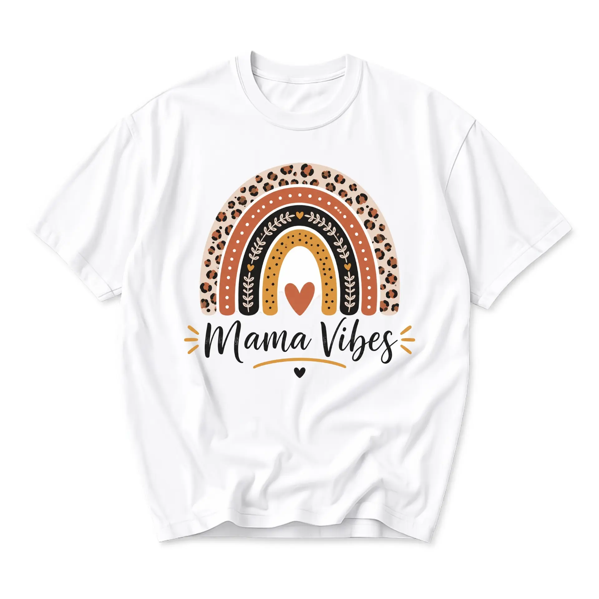 T-shirt Mama Graphic Tee Boho Rainbow Leopard Print Short Sleeve Casual