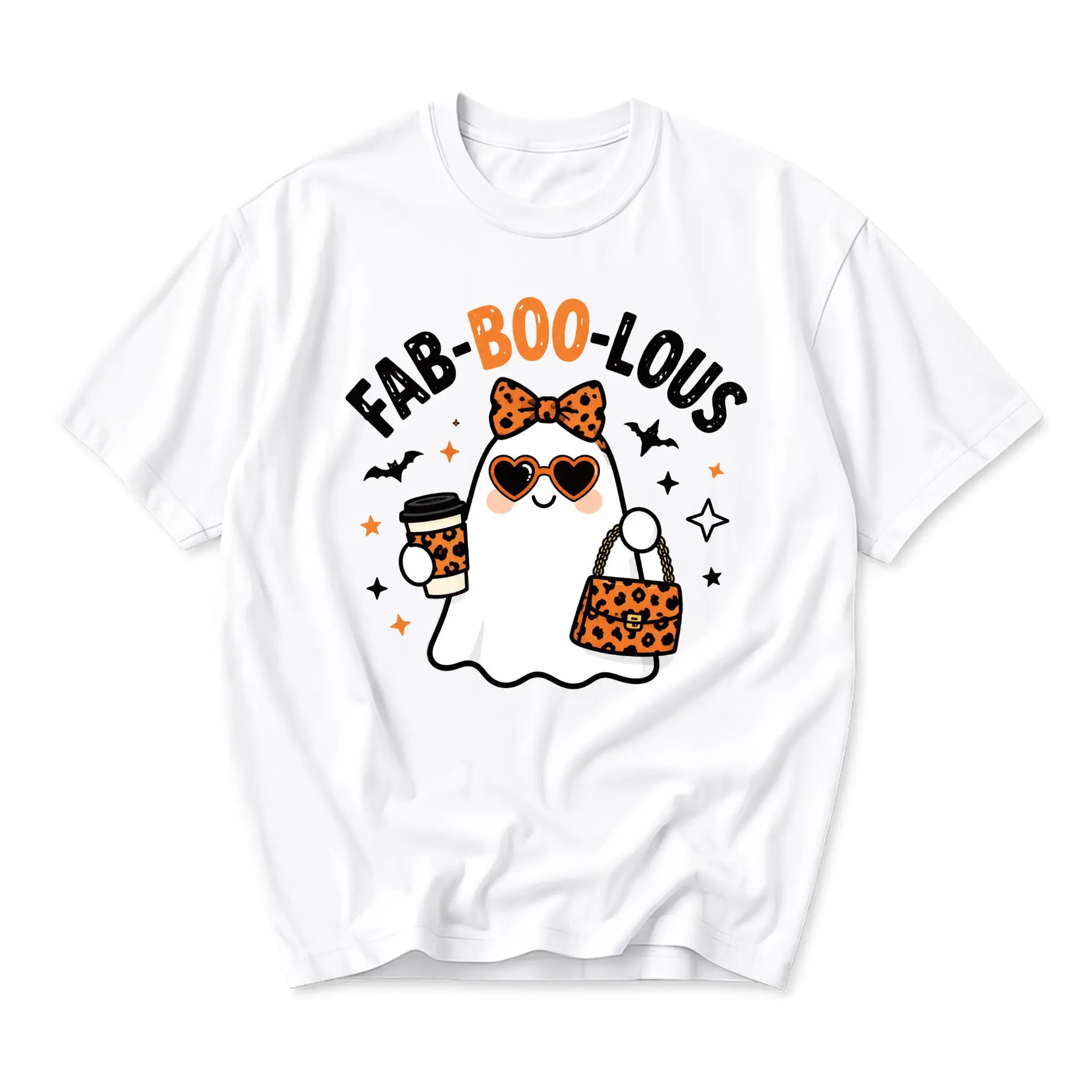 Funny Shirt Fab-Boo-Lous Ghost Graphic Tee Unisex Crew Neck Apparel for Casual Wear and Seasonal Holiday Style