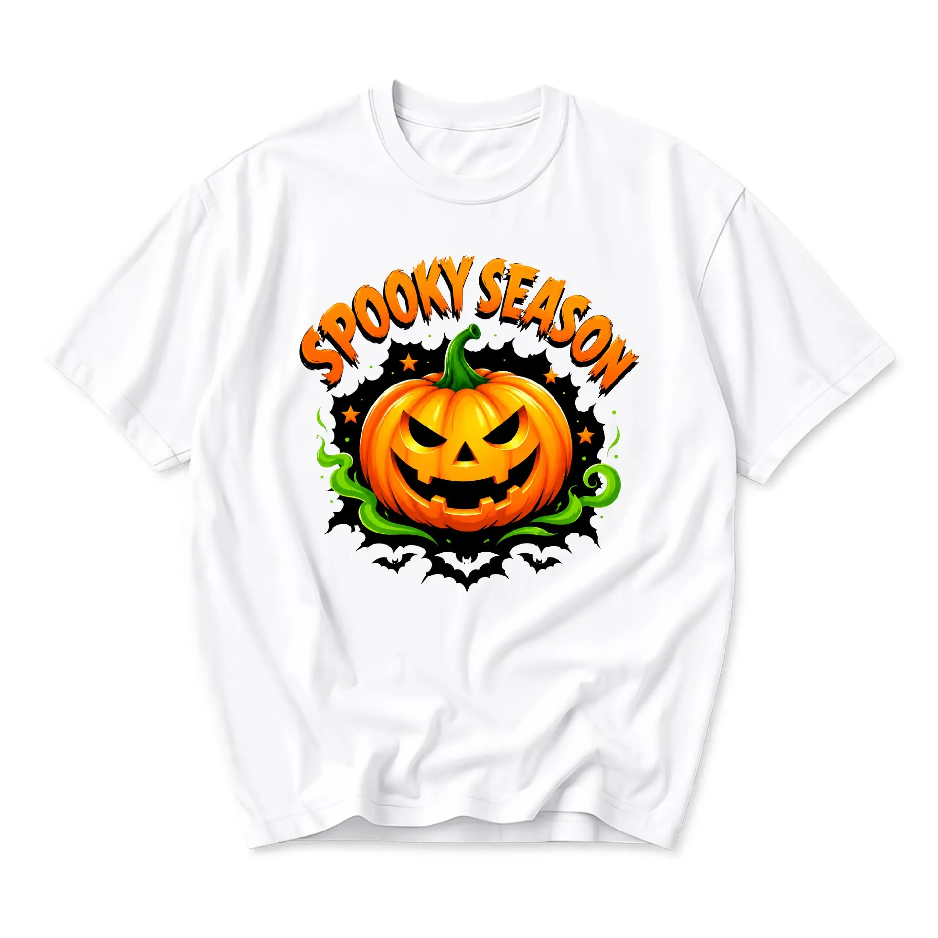 Spooky Season Graphic Tee Unisex Crew Neck Pumpkin Print Halloween Casual Cotton Blend Comfortable Short Sleeve Shirt