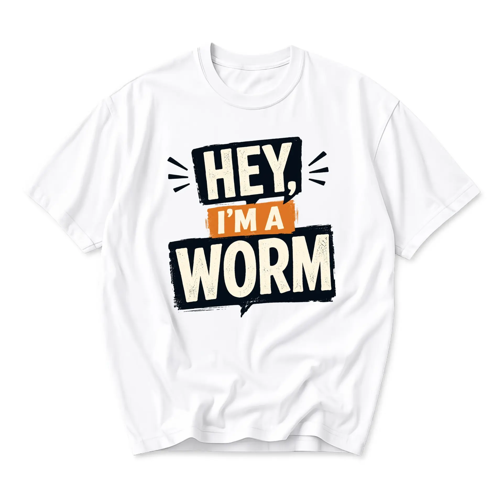 Funny Shirt Hey I Am a Worm Graphic Printed Tee Casual Unisex Cotton Blend Crew Neck Short Sleeve Top for Everyday Wear