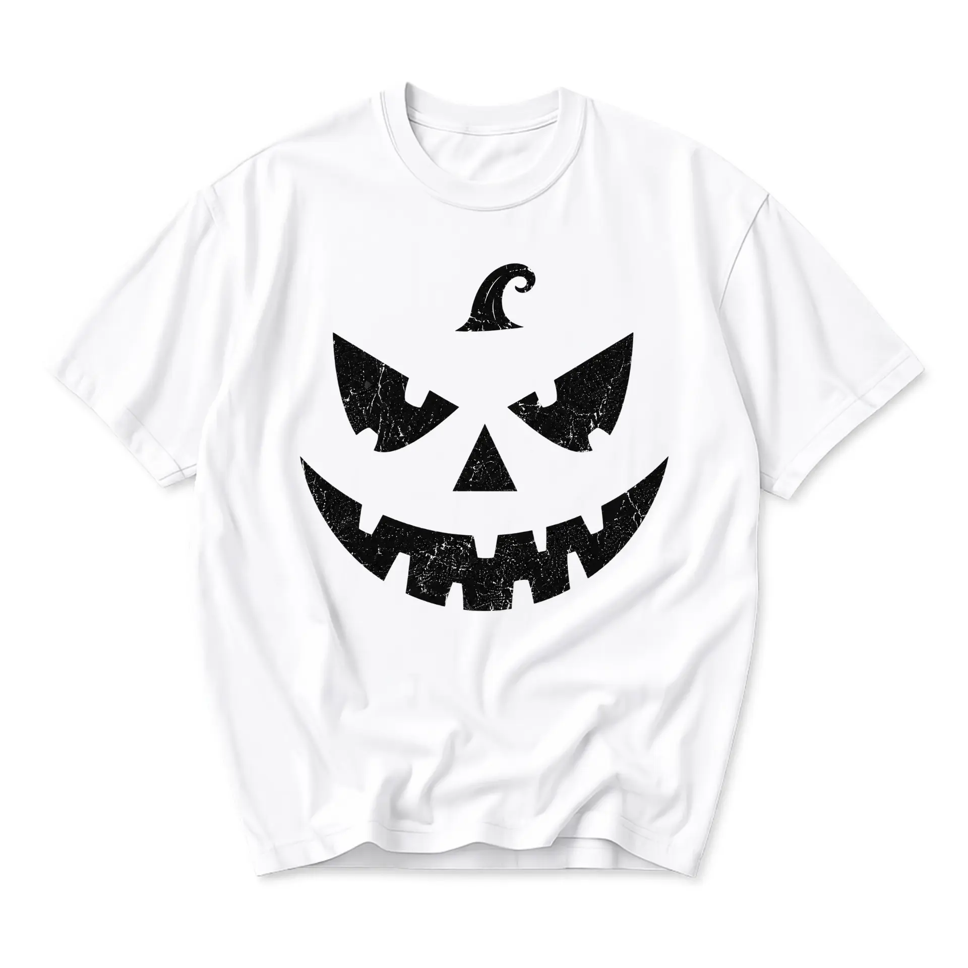 Graphic Tee Jack O Lantern Face Print Unisex Casual Crew Neck Soft Cotton Blend Everyday Seasonal Fall Holiday Apparel