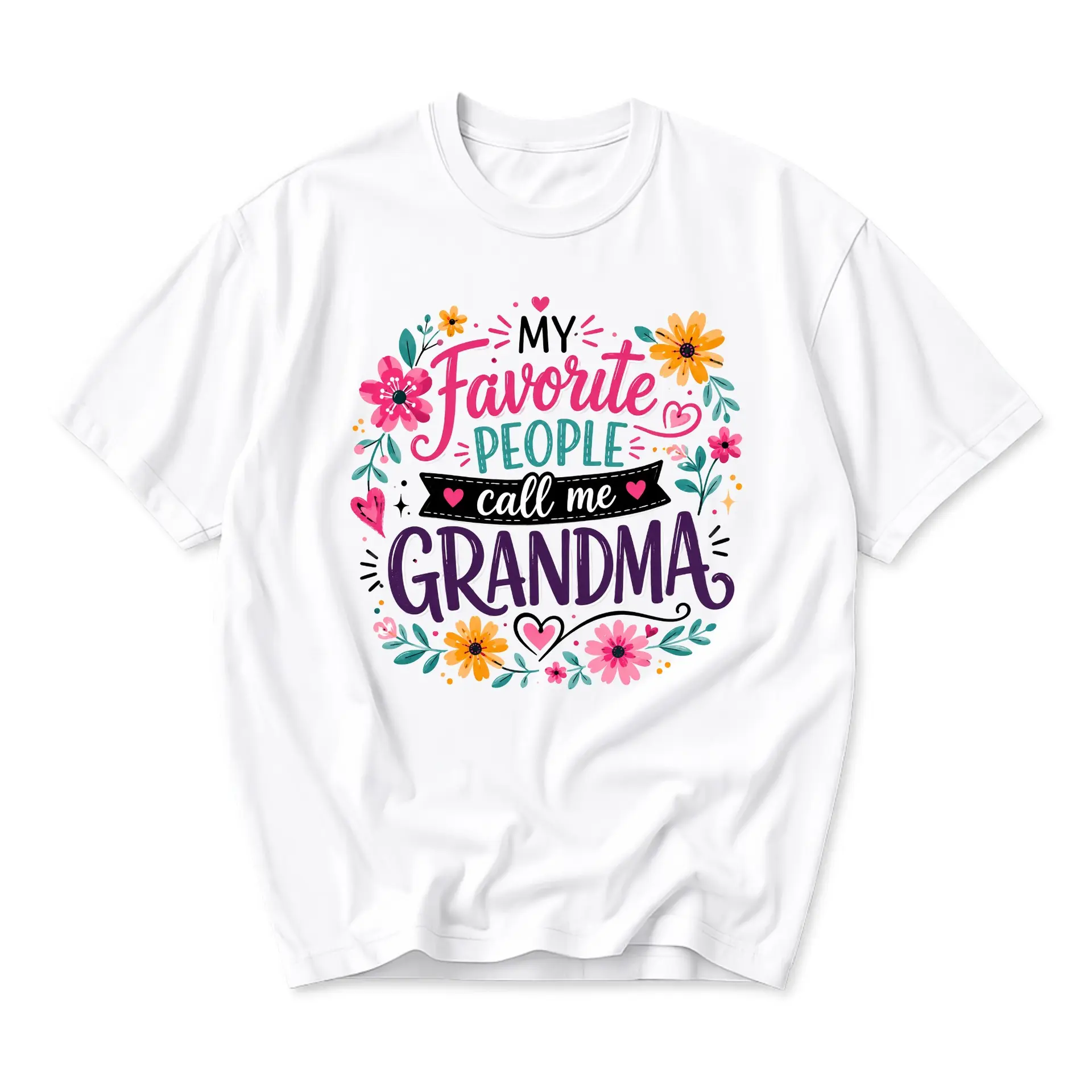 Graphic Tee My Favorite People Call Me Grandma Floral Print Unisex Short