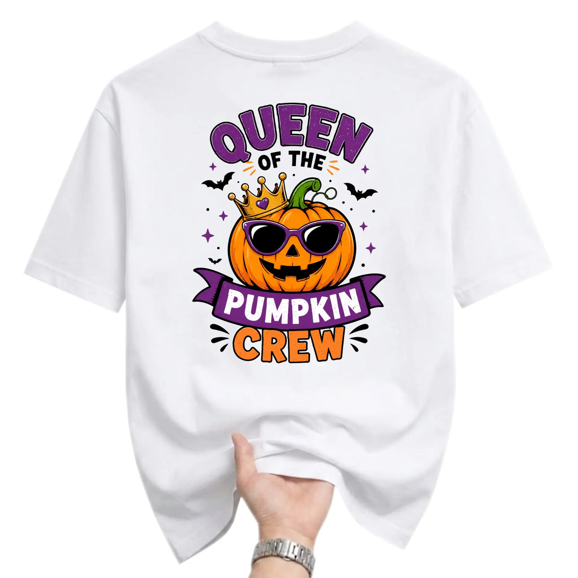 Funny Shirt Queen of the Pumpkin Crew Graphic Tee Unisex Casual Apparel for Seasonal Holidays and Everyday Style