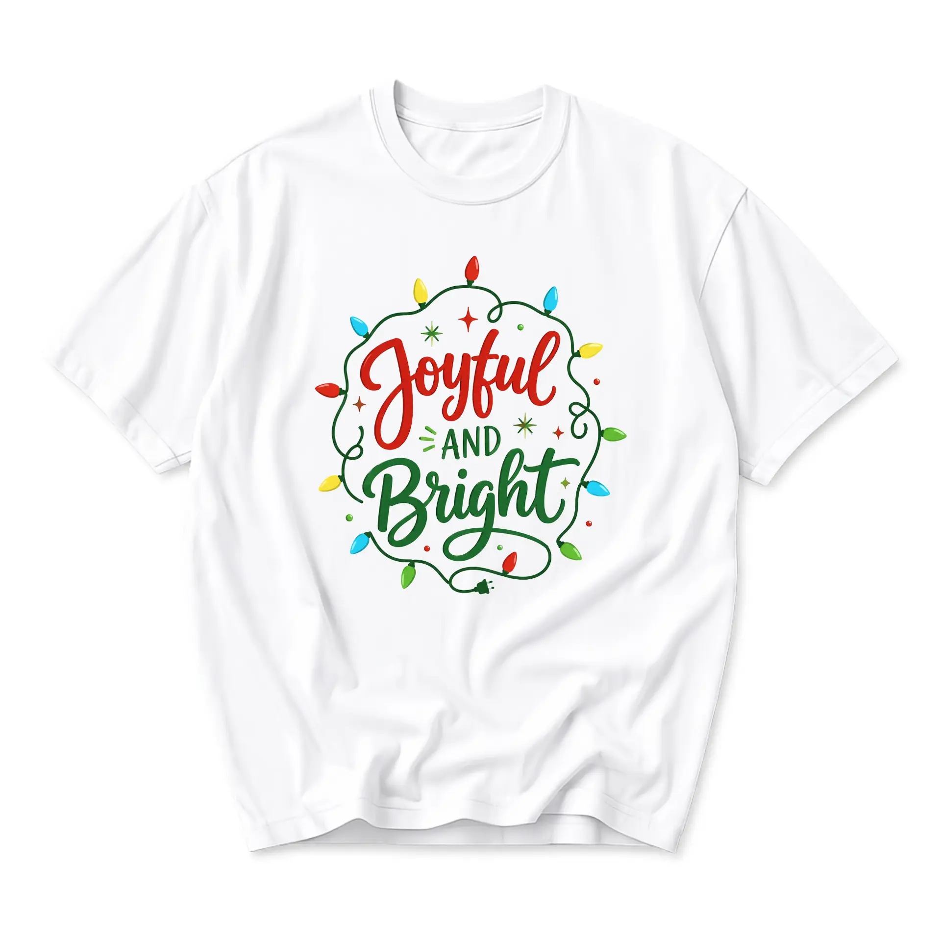T-shirt Joyful and Bright Holiday Graphic Tee Christmas Seasonal Casual