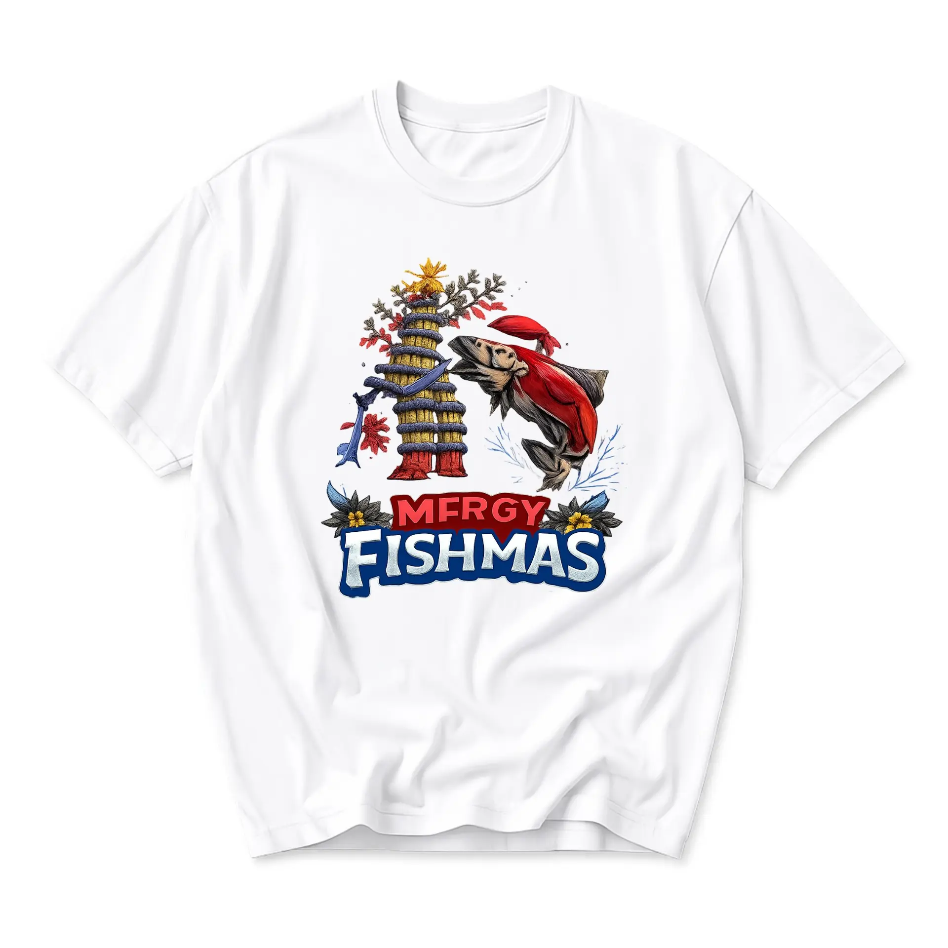 Graphic Tee Unisex Crew Neck Shirt Mergy Fishmas Holiday Inspired Illustration Soft Cotton Casual Apparel Top