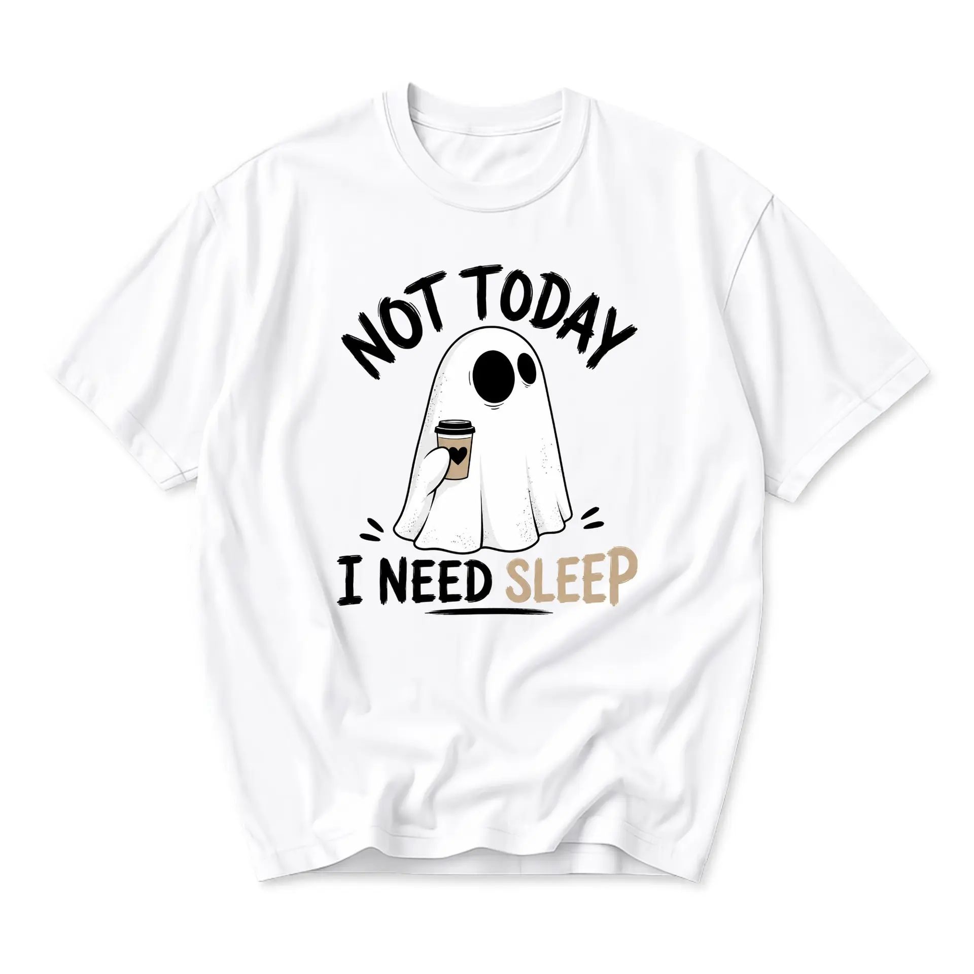 Funny Shirt Not Today I Need Sleep Ghost Graphic Tee Casual Unisex Crew Neck Top for Everyday Comfort and Style