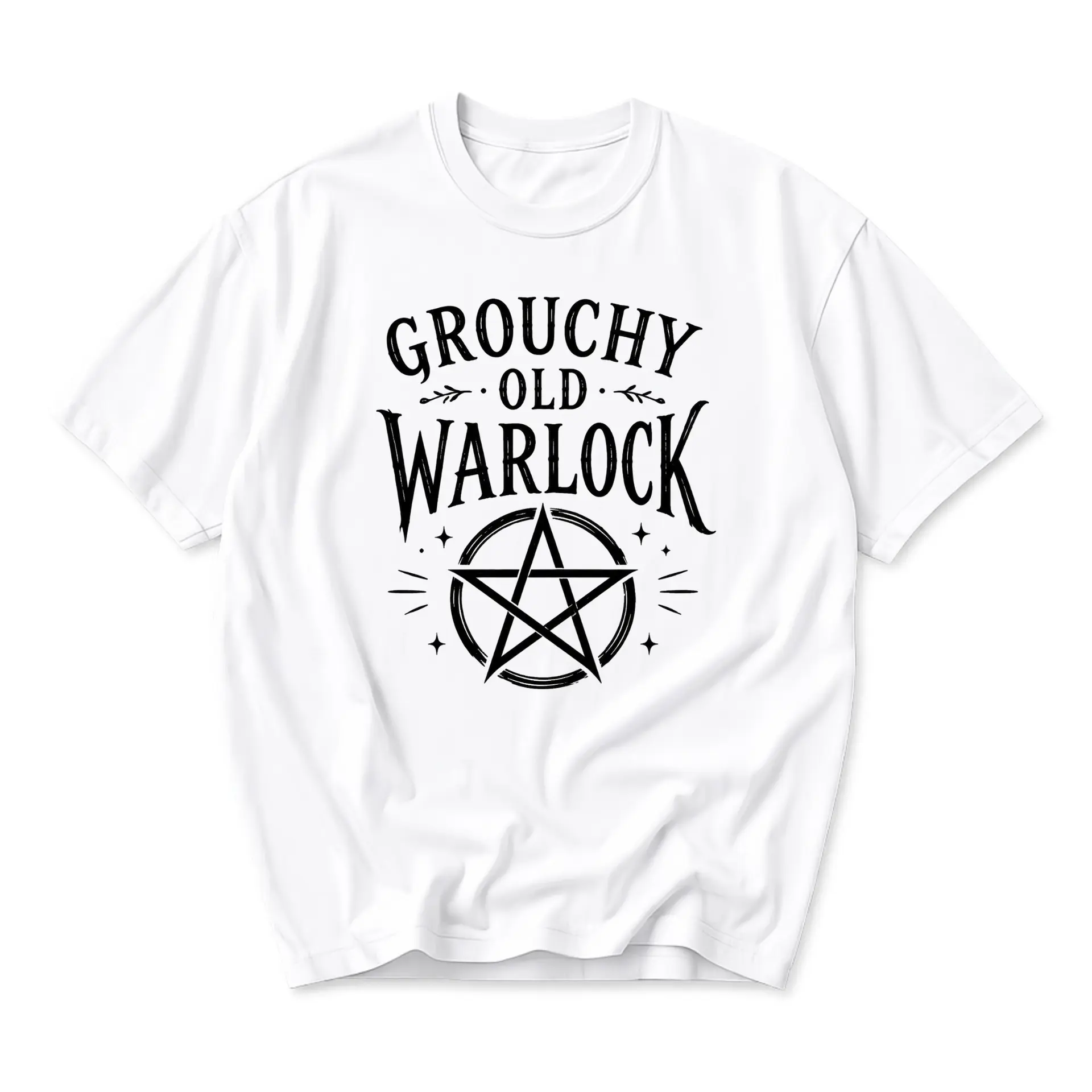 Funny Shirt Grouchy Old Warlock Graphic Tee Unisex Crew Neck Short Sleeve Casual Cotton Blend Apparel for Everyday