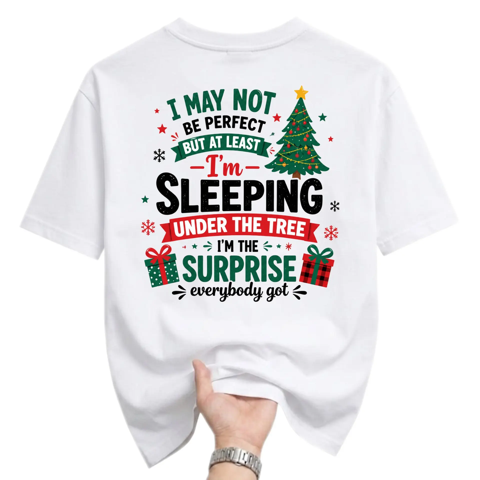 Funny Shirt I Am the Surprise Christmas Graphic Tee Unisex Holiday Crew Neck Short Sleeve Casual Cotton Blend Top