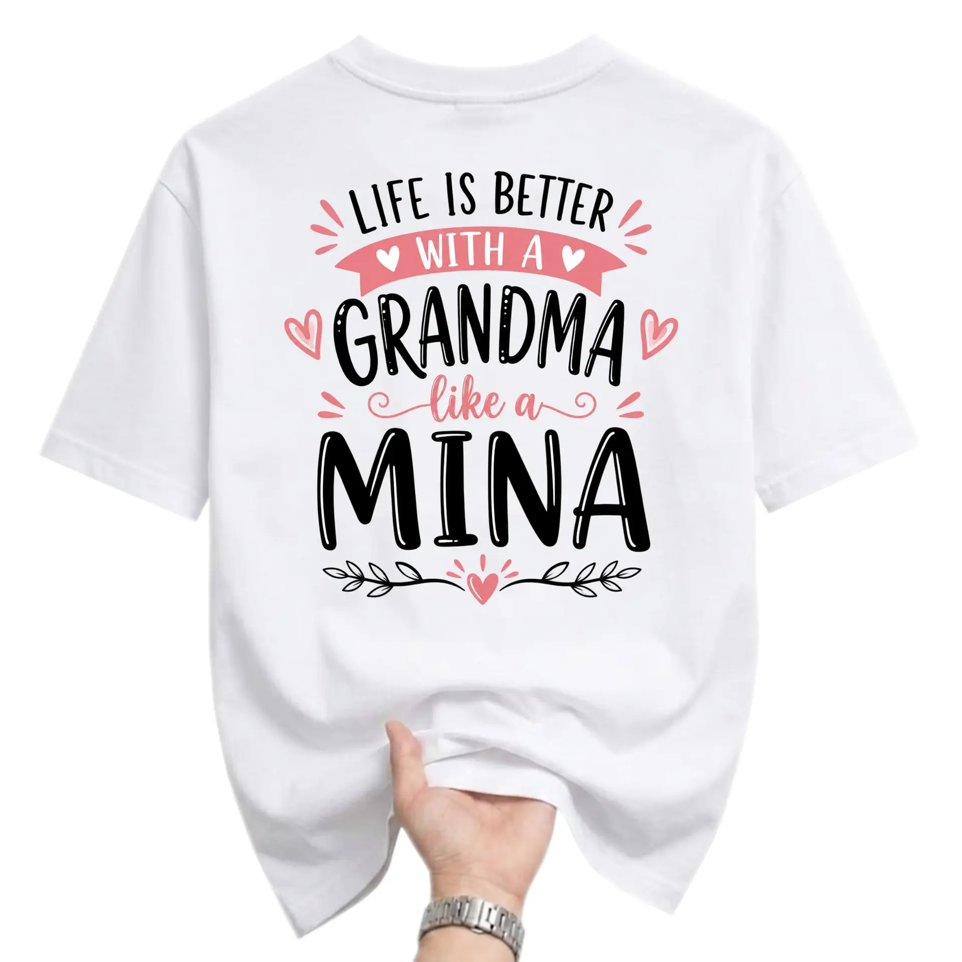 Graphic Tee Life Is Better with a Grandma Like a Mina Unisex Crew Neck Casual Everyday Printed Short Sleeve Shirt