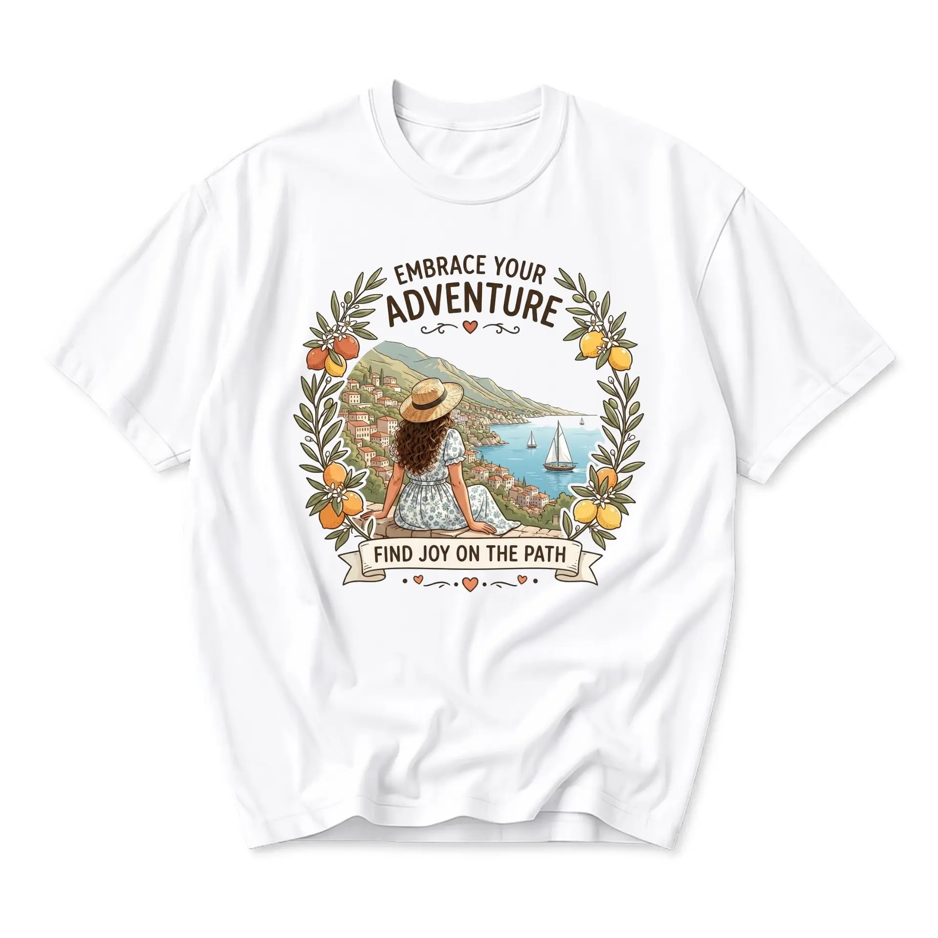 Graphic Tee Embrace Your Adventure Coastal Scenery Unisex Cotton Shirt for Casual Everyday Travel Wear and Gift Giving