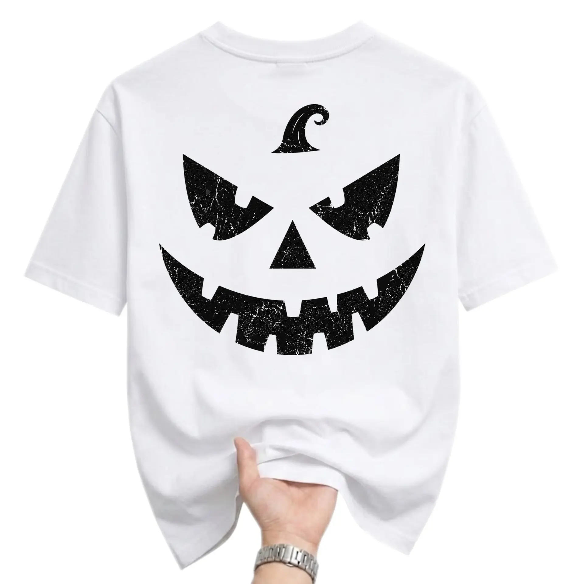 Graphic Tee Jack O Lantern Face Print Unisex Casual Crew Neck Soft Cotton Blend Everyday Seasonal Fall Holiday Apparel