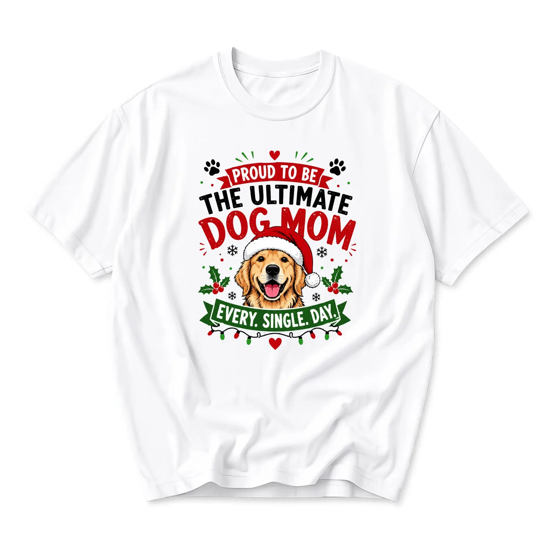 Funny Shirt Proud to Be the Ultimate Dog Mom Holiday Graphic Tee Unisex Crew Neck Casual Everyday Wear Soft Cotton