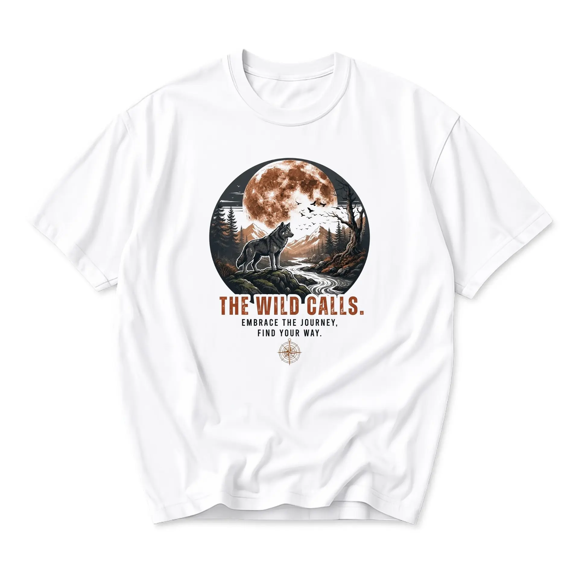 Graphic Tee the Wild Calls Wolf Wilderness Nature Adventure Unisex Crew Neck Comfortable Everyday Casual Cotton Shirt