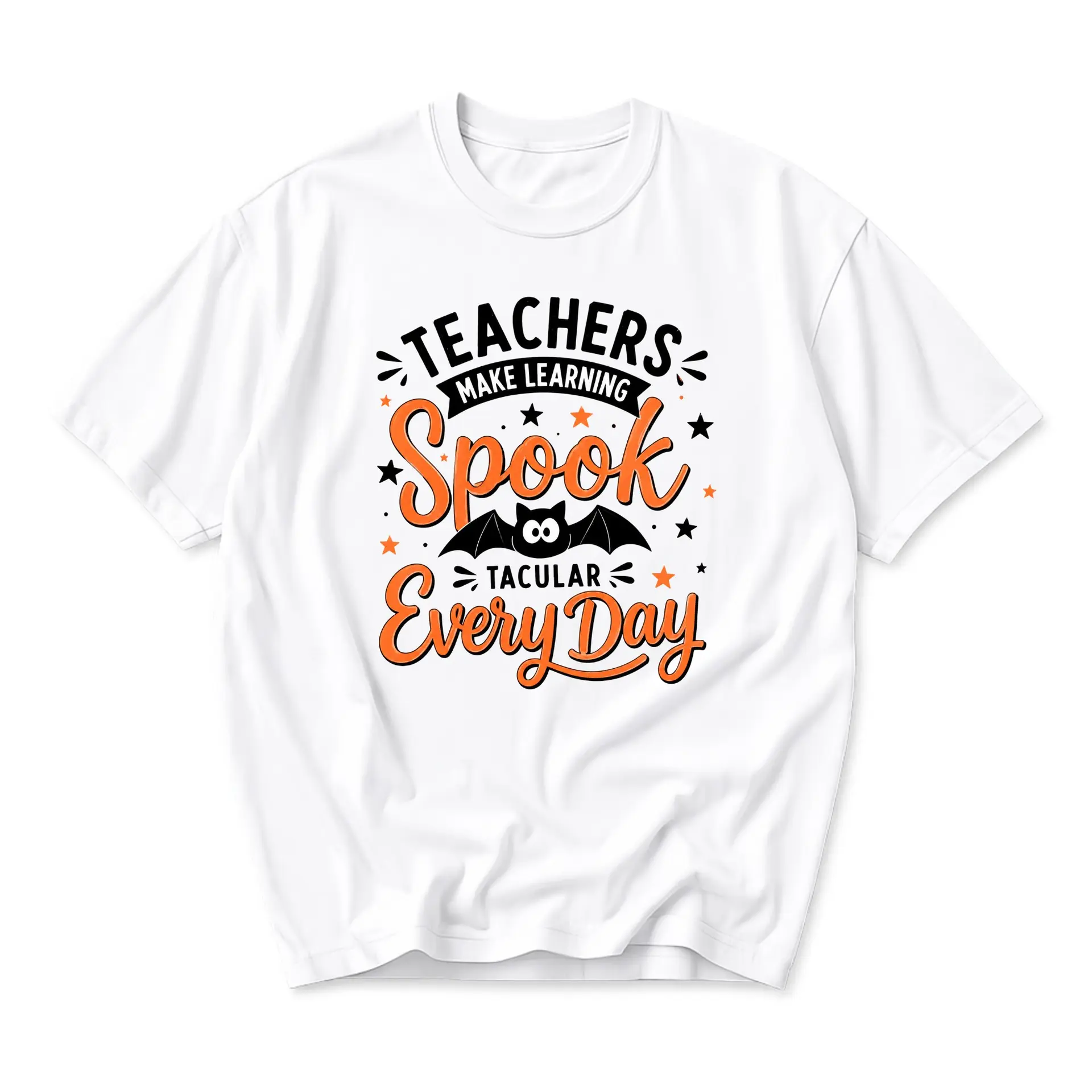 Funny Shirt Teachers Make Learning Spooktacular Every Day Graphic Tee for Educator Appreciation Autumn Casual Wear