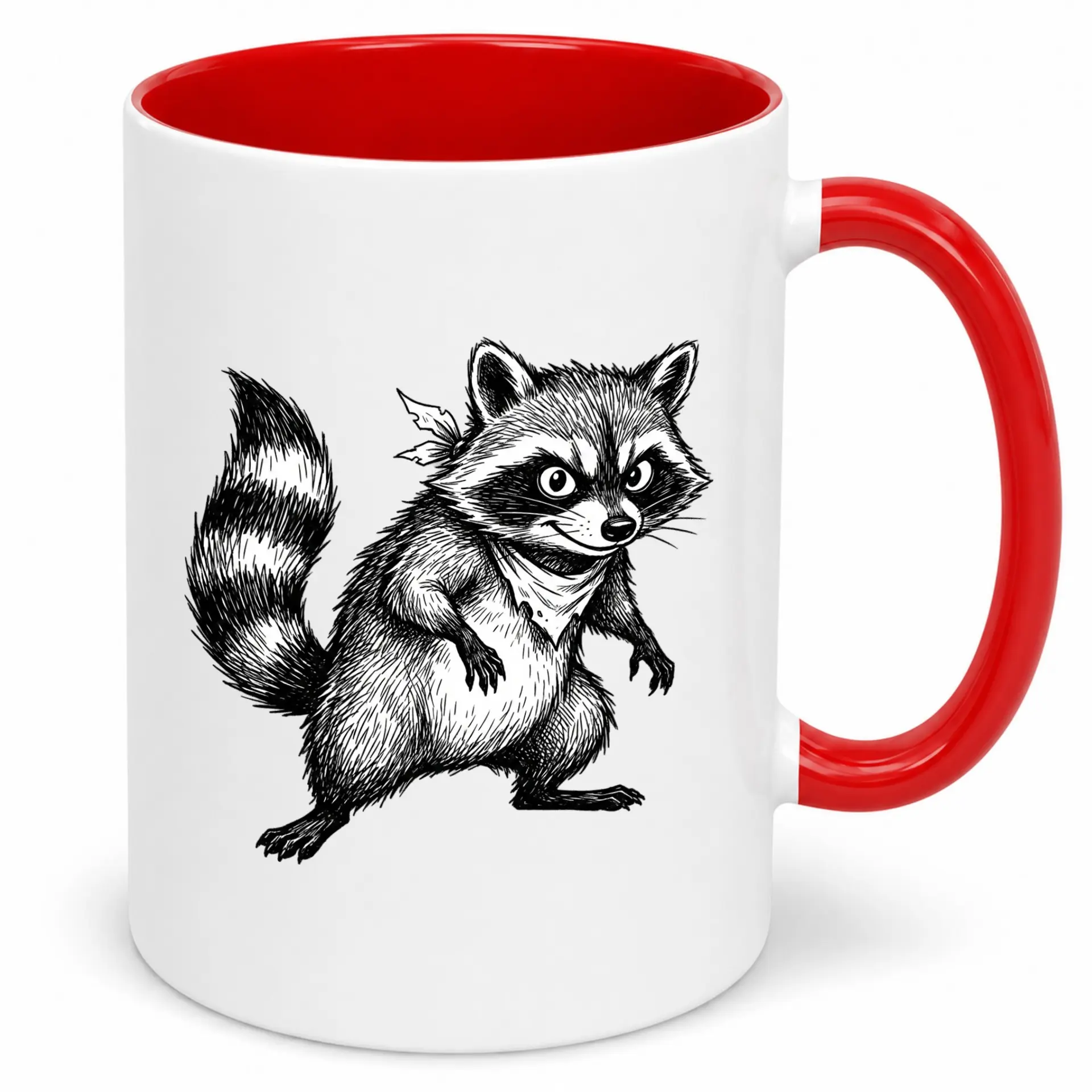 Funny Raccoon Coffee Mug Cute Trash Panda Animal Illustration Ceramic Beverage Cup for Hot or Cold Drinks Office Home Kitchen Gift